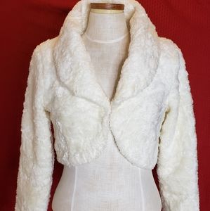 Isabella Rodriguez White Faux Fur Jacket